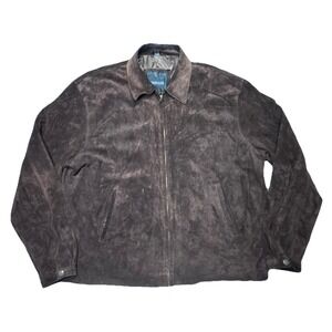 Excelled Brown Suede Leather Jacket Insulated Zip Front Casual Men's 2XL